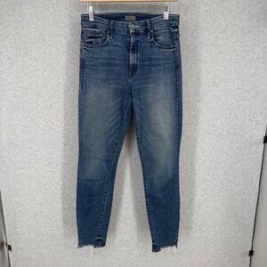 Mother Womens Looker High Waisted Ankle Chew Jeans Size 27 Med Wash Ankle Fray